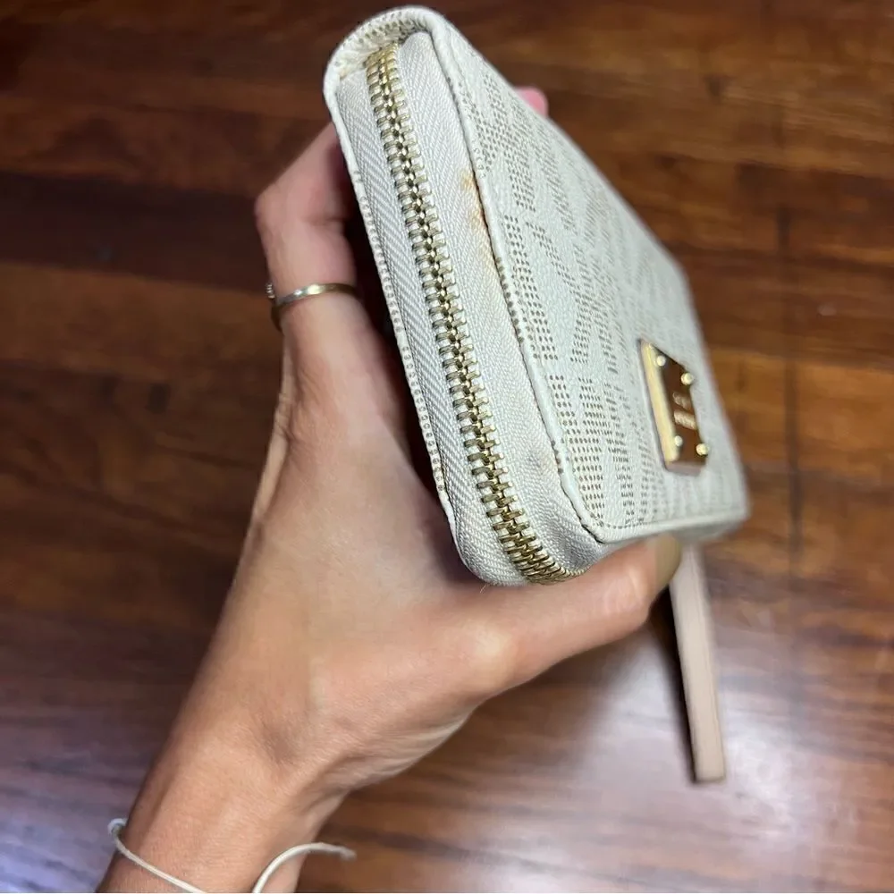 Michael Kors Tan and Beige Wristlet Long Wallet